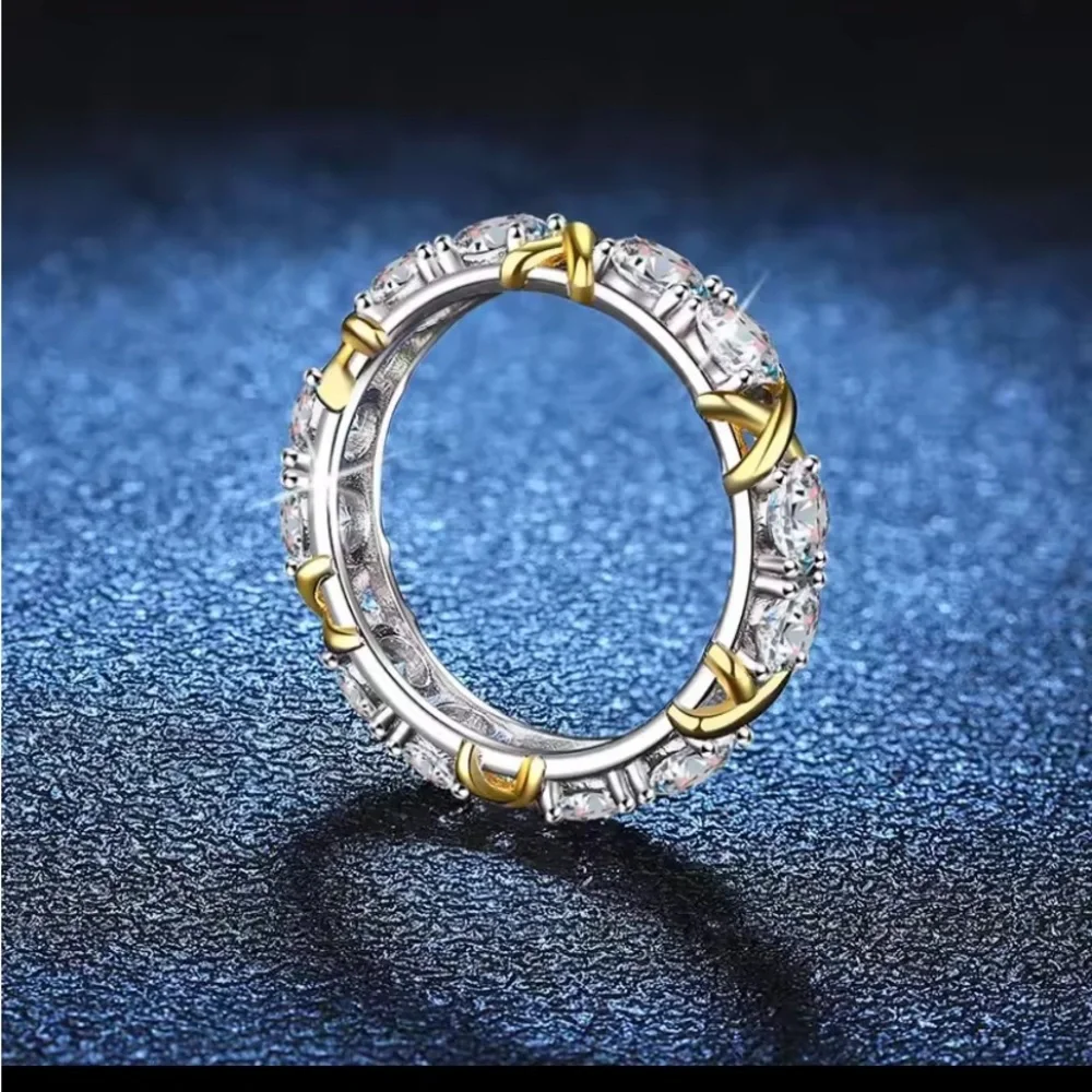 New 9.25 Tiffany Style-14k White Gold Finish Platinum & White Topaz Ring Size 7